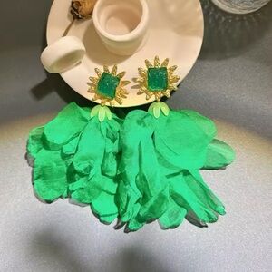 Aimée - Bohemia Long Green Statement Earrings. Trendy. NWT